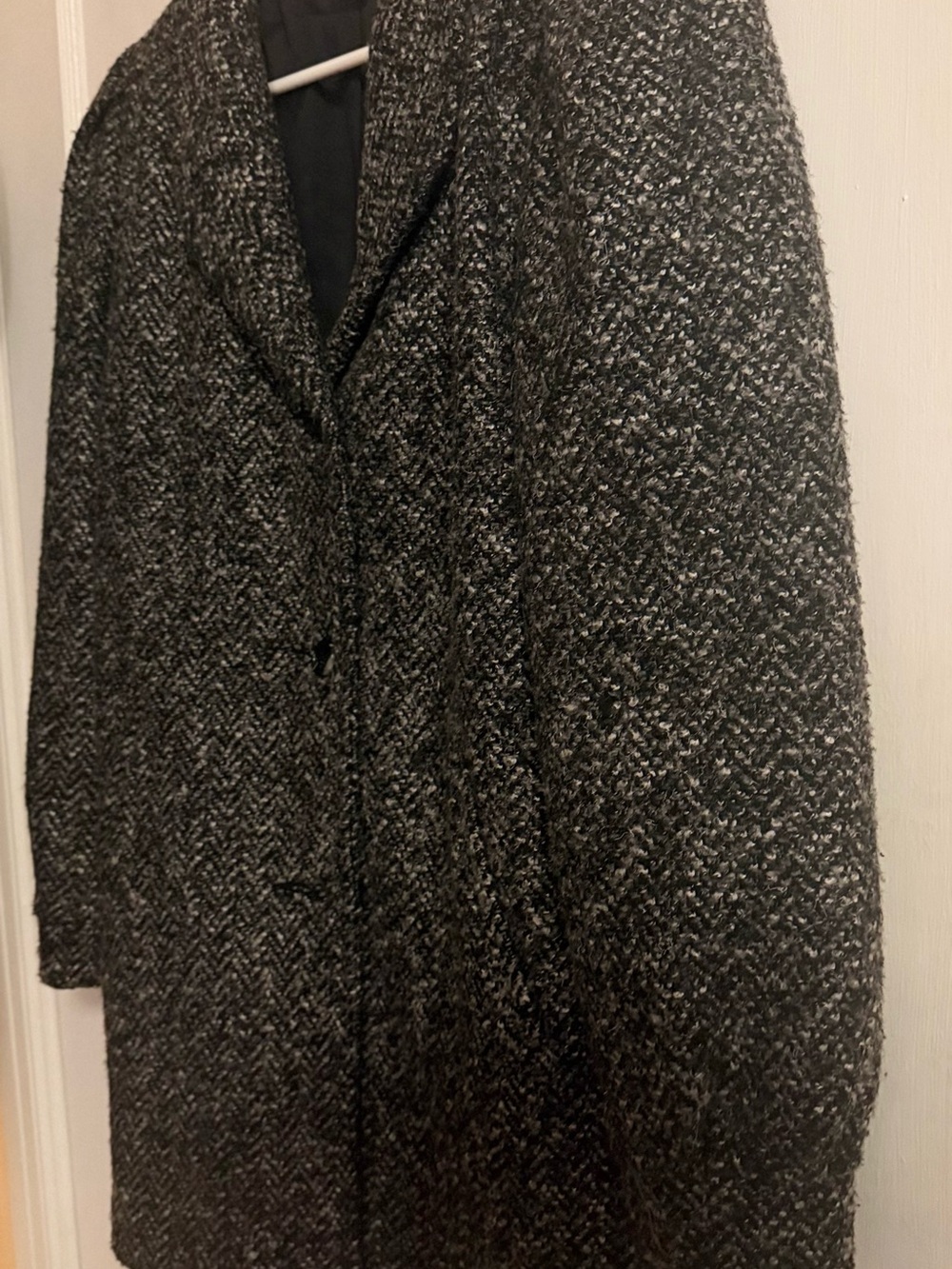 Women's Black & Gray Textured Pea Coat
